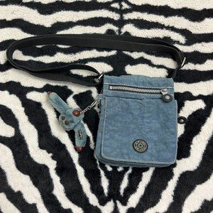 Kipling Vintage Blue Multi-Pocket Shoulder Bag